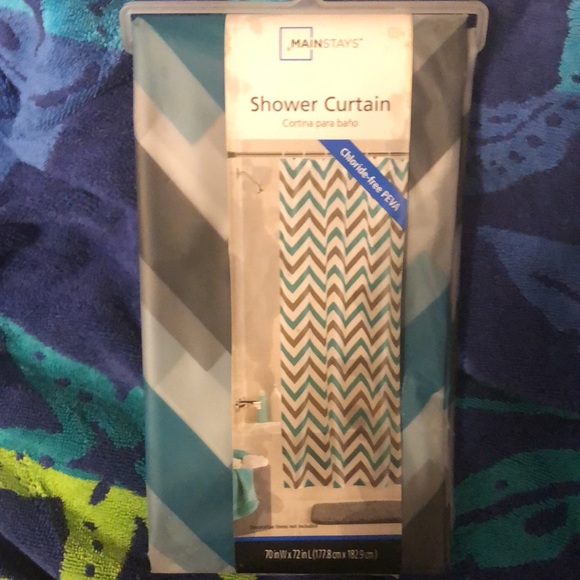 Blue shower curtain new never used - Picture 3 of 5